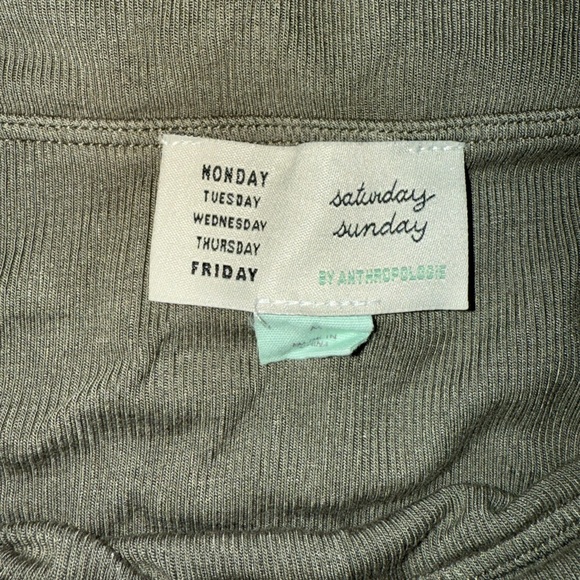 Anthropologie Copeland Ribbed Off the Shoulder Cowl Neck Olive 3/4 Sleeve M - Picture 6 of 6